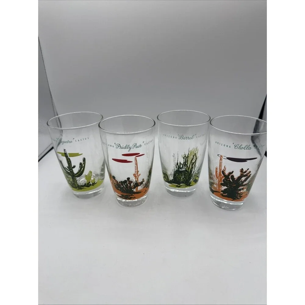 Blakely Oil Arizona Cactus Tumblers Set 4 Cholla Saguaro Barrel Prickly